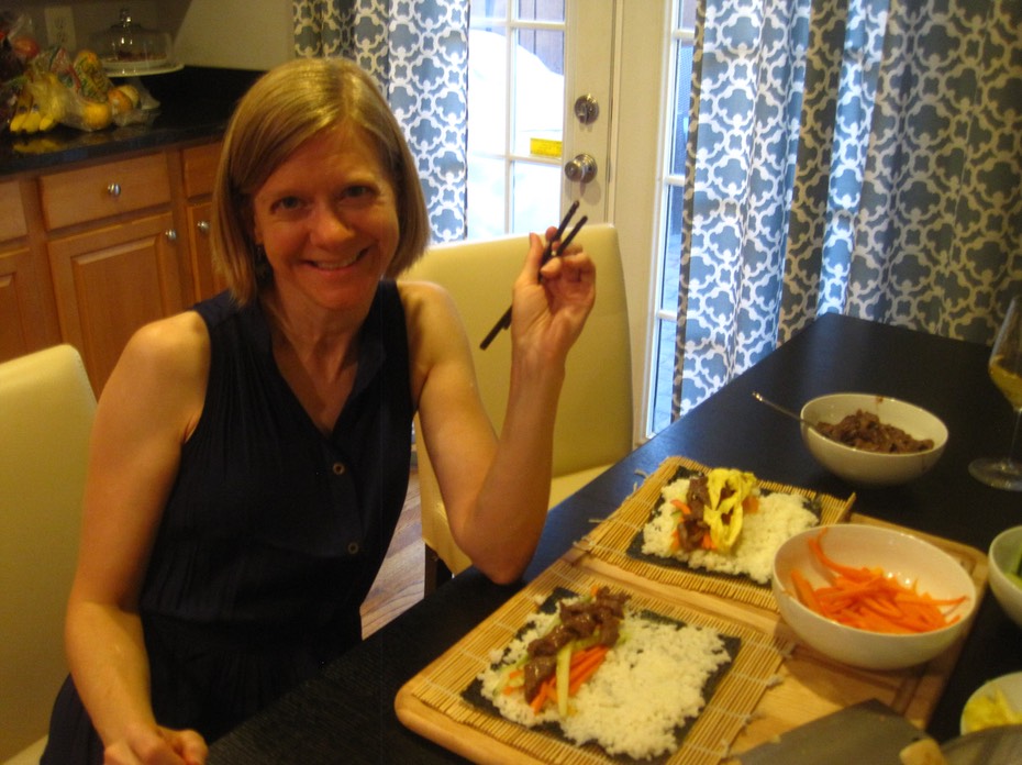 cooking kimbap